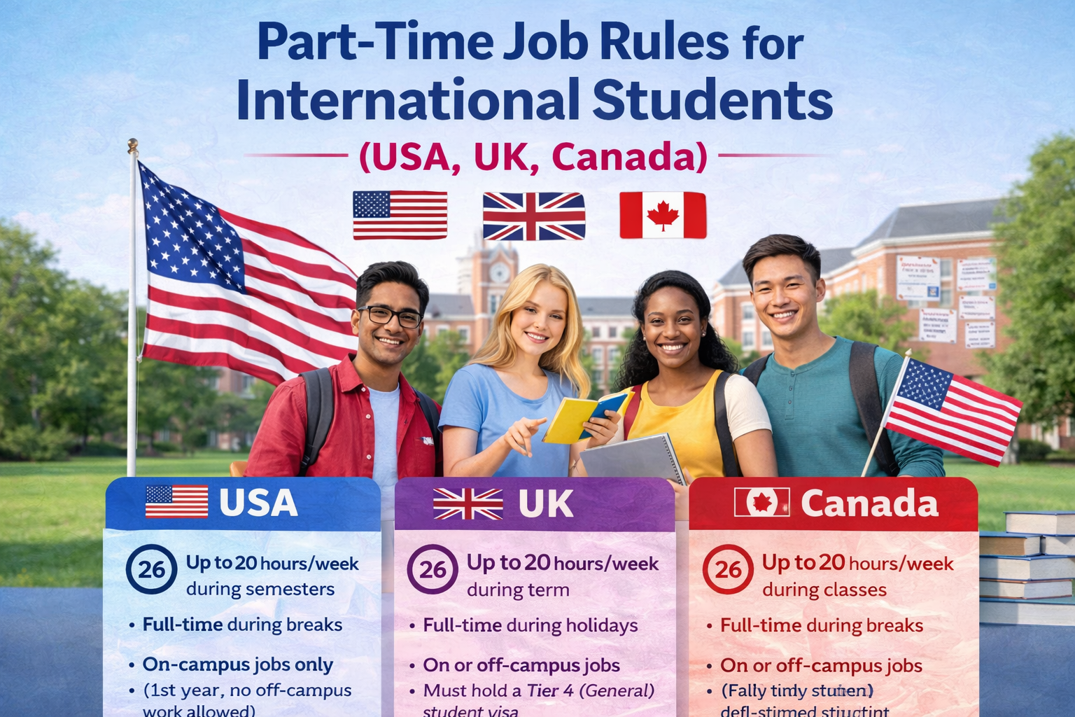 Part-Time Job Rules for International Students (USA, UK, Canada)