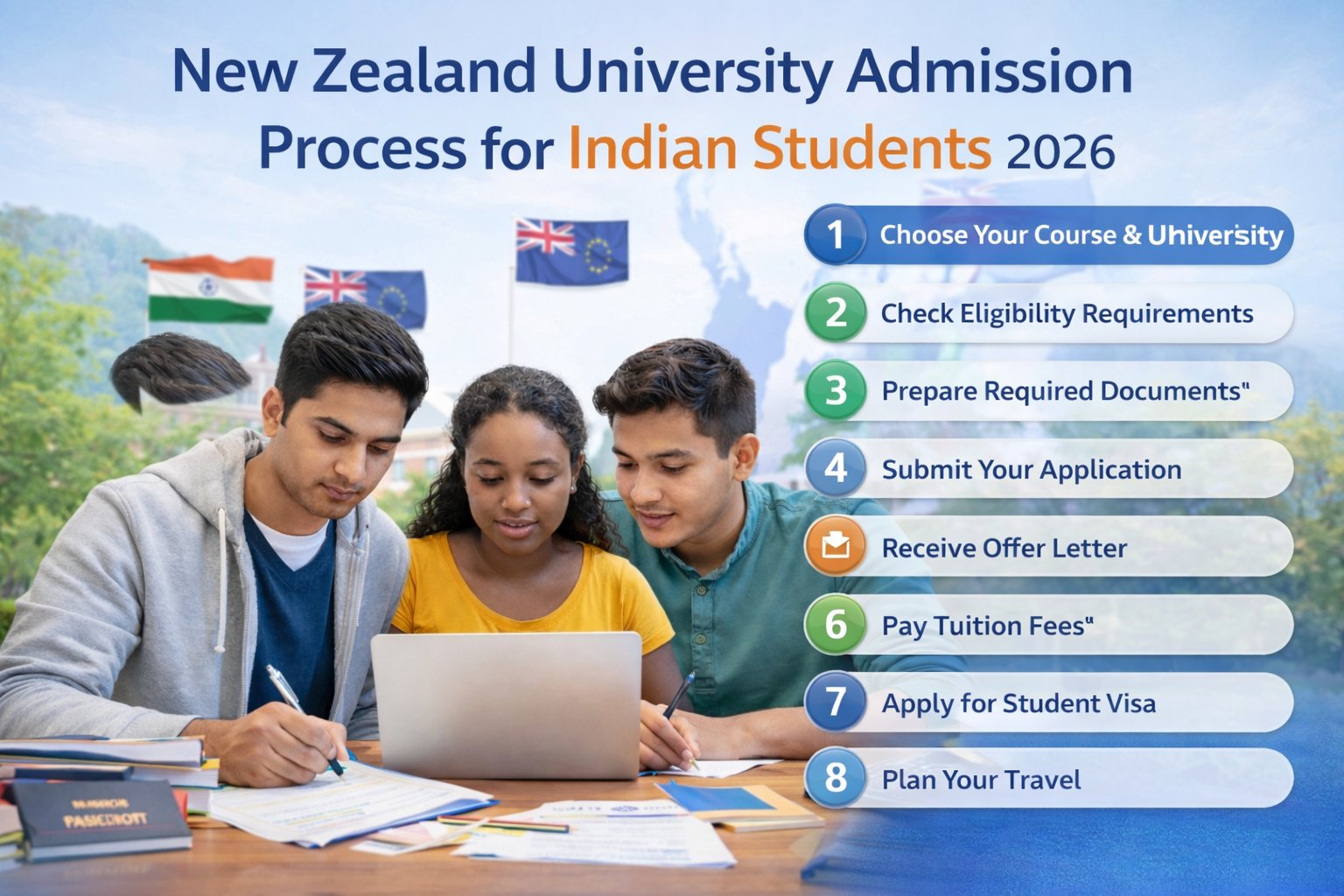 The Process of University Admissions in New Zealand: A Complete Guide for Indian Students